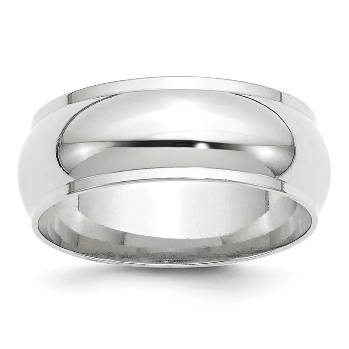 Solid 18K White Gold 8mm Half Round with Edge MensWomens Wedding Band Ring Size 115 Goldia Rings Solid 18K White Gold 8mm Half Round with Edge MensWomens Wedding Band Ring Size 115 Goldia Rings
