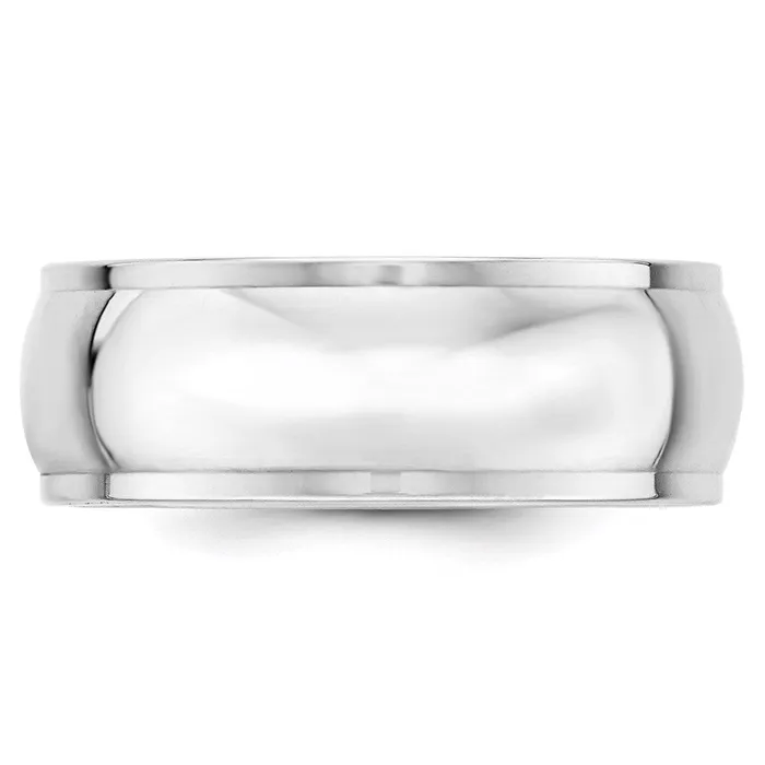 Solid 18K White Gold 8mm Half Round with Edge MensWomens Wedding Band Ring Size 115 Goldia Rings Solid 18K White Gold 8mm Half Round with Edge MensWomens Wedding Band Ring Size 115 Goldia Rings