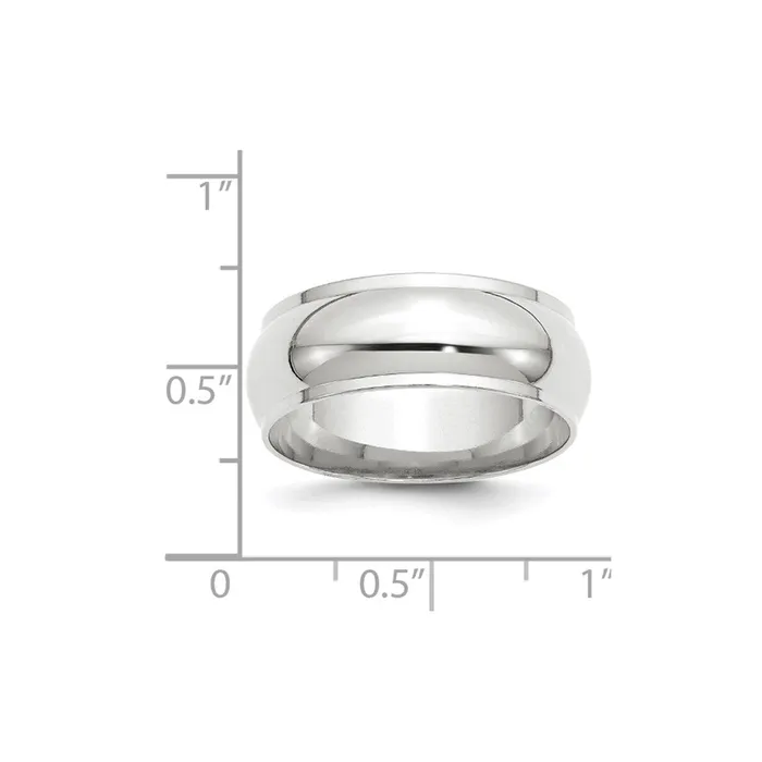Solid 18K White Gold 8mm Half Round with Edge MensWomens Wedding Band Ring Size 115 Goldia Rings Solid 18K White Gold 8mm Half Round with Edge MensWomens Wedding Band Ring Size 115 Goldia Rings