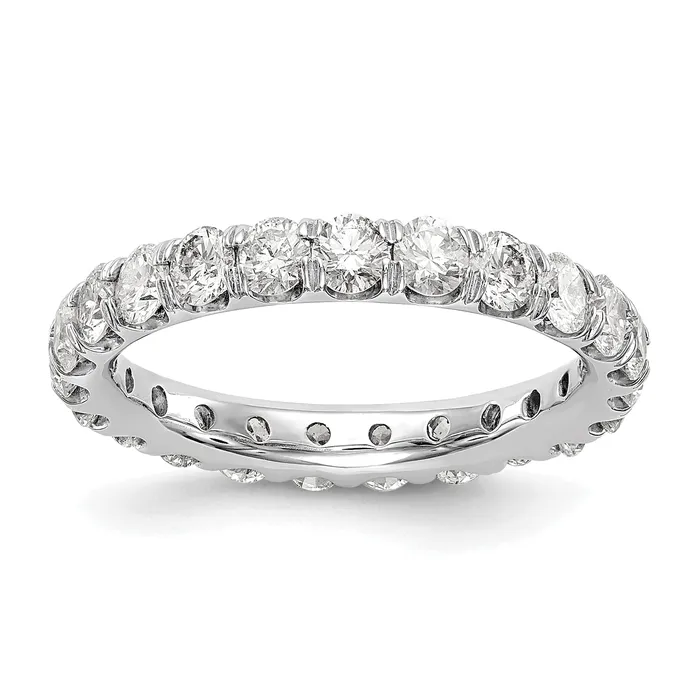 Solid Real 14k White Gold Polished U Shared Prong 3ct CZ Eternity Wedding Band Ring Goldia Rings Solid Real 14k White Gold Polished U Shared Prong 3ct CZ Eternity Wedding Band Ring Goldia Rings