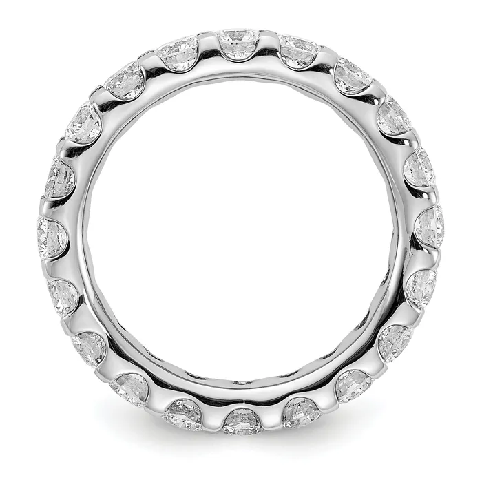 Solid Real 14k White Gold Polished U Shared Prong 3ct CZ Eternity Wedding Band Ring Goldia Rings