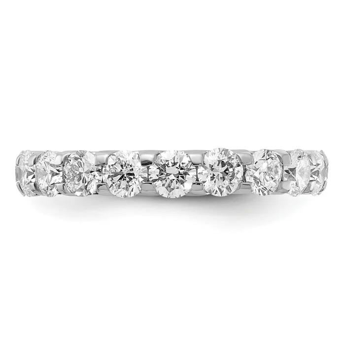 Solid Real 14k White Gold Polished U Shared Prong 3ct CZ Eternity Wedding Band Ring Goldia Rings