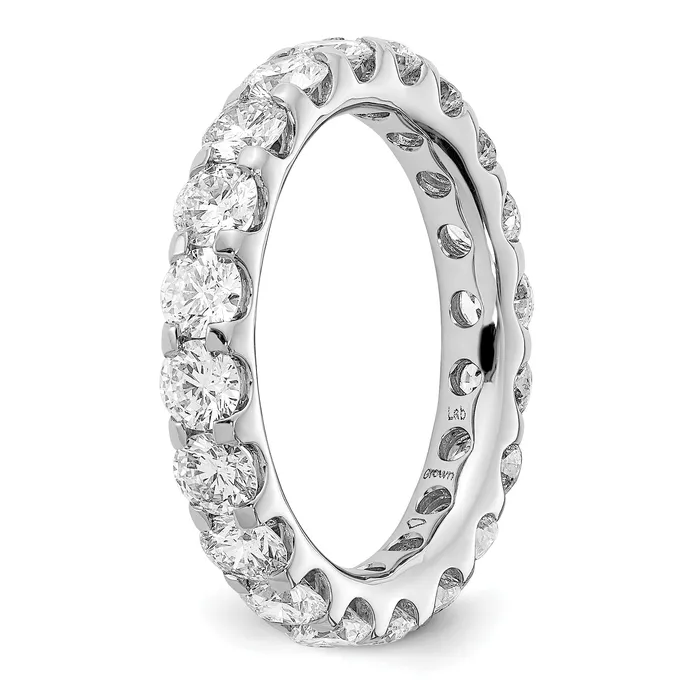 Solid Real 14k White Gold Polished U Shared Prong 3ct CZ Eternity Wedding Band Ring Goldia Rings