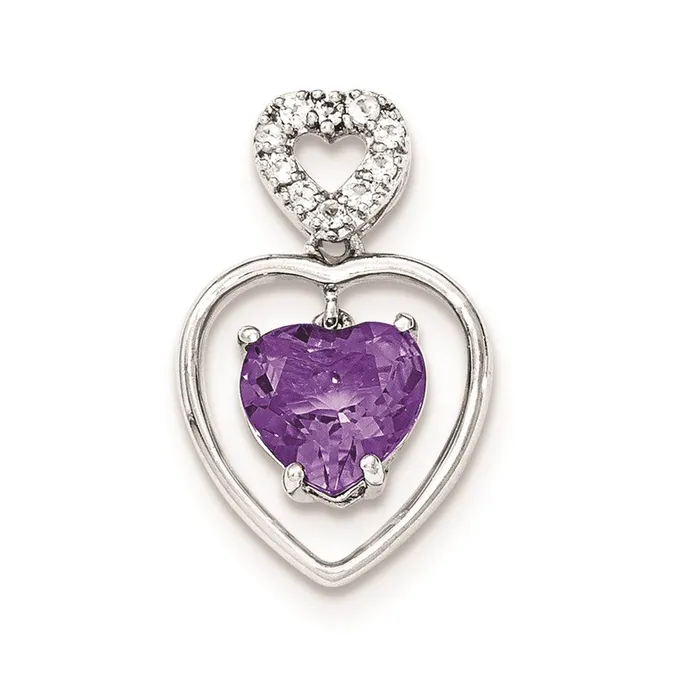 Sterling Silver Amethyst and White Topaz Dangle Pendant Goldia Necklaces