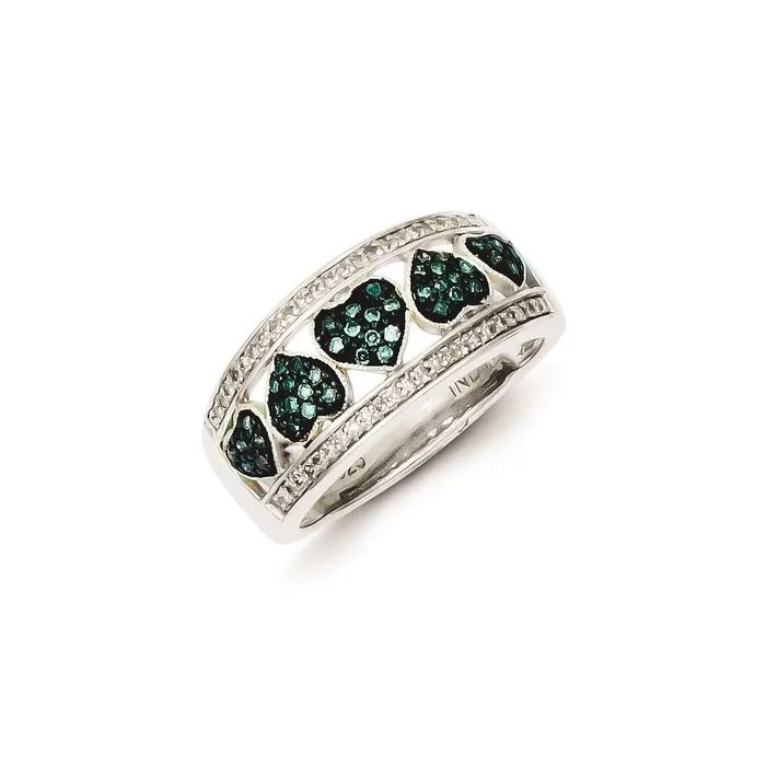 Sterling Silver BlueWhite Diamond Fancy Heart Ring Goldia Rings