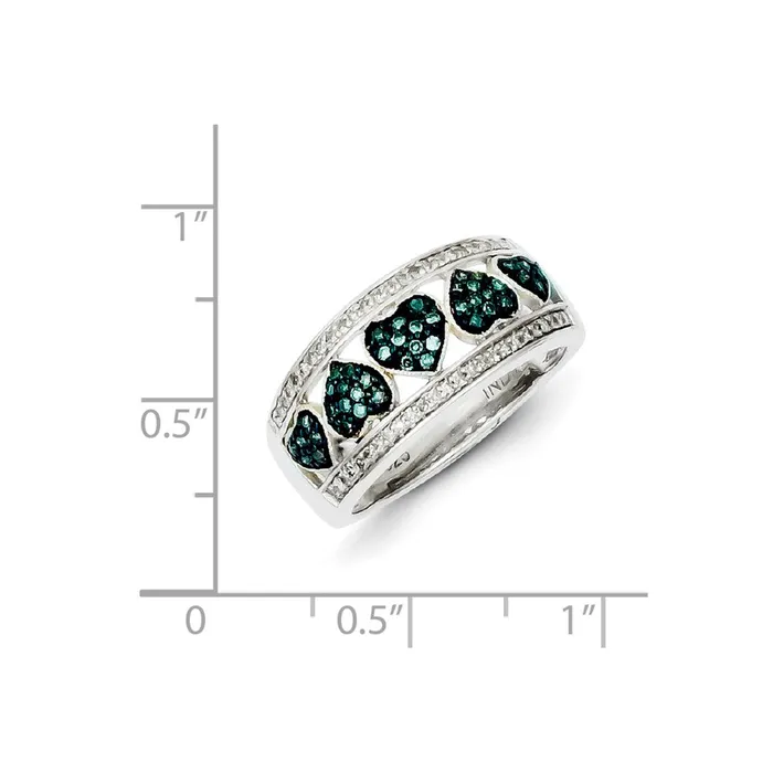 Sterling Silver BlueWhite Diamond Fancy Heart Ring Goldia Rings