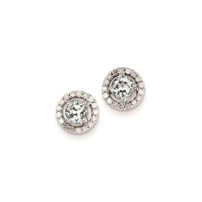 Sterling Silver Diamond u0026 Aquamarine Circle Post Earrings Goldia Earrings Sterling Silver Diamond u0026 Aquamarine Circle Post Earrings Goldia Earrings