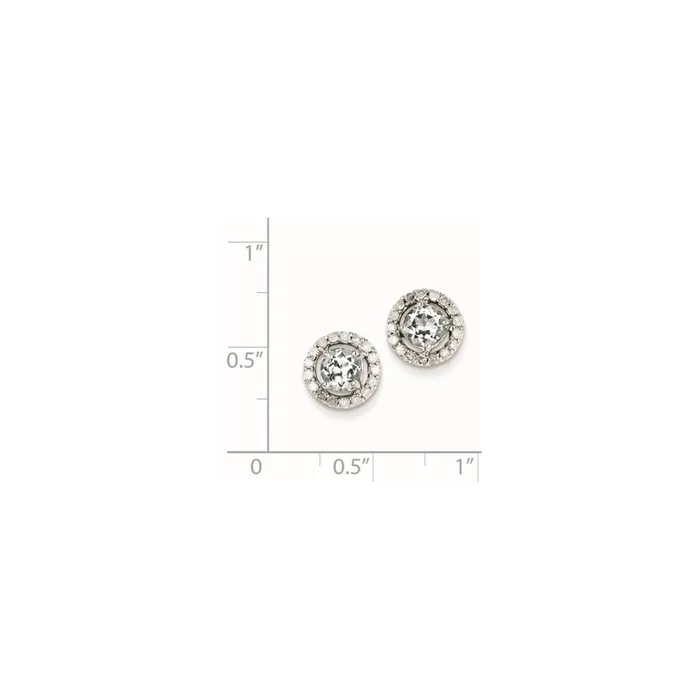 Sterling Silver Diamond u0026 Aquamarine Circle Post Earrings Goldia Earrings