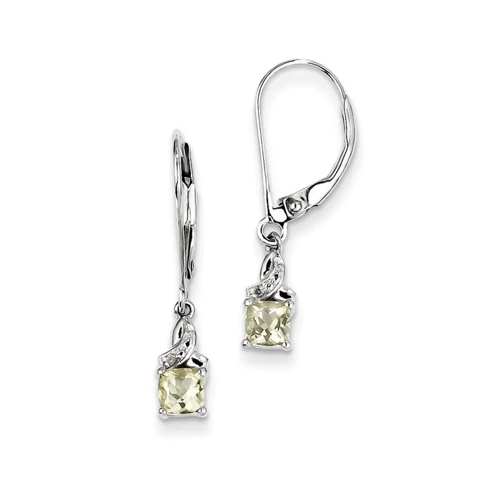 Sterling Silver Lemon Quartz Diamond Earrings Goldia Earrings
