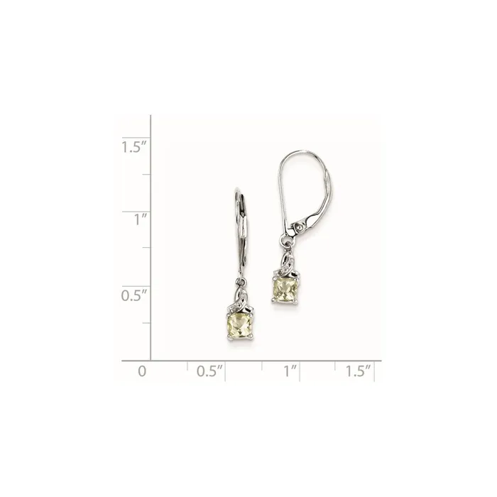 Sterling Silver Lemon Quartz Diamond Earrings Goldia Earrings
