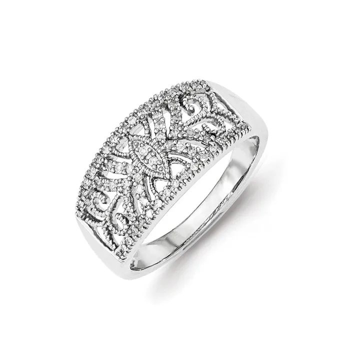 Sterling Silver Polished Diamond Ring Goldia Rings