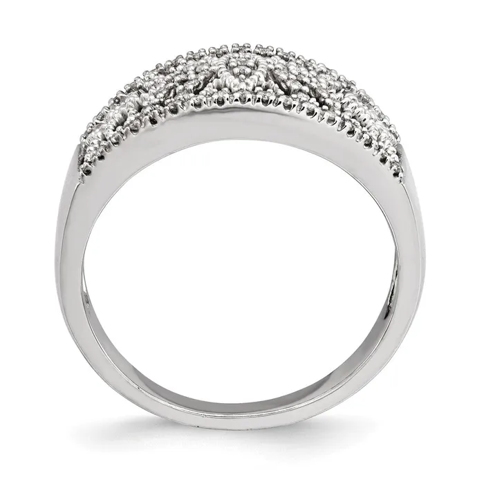 Sterling Silver Polished Diamond Ring Goldia Rings