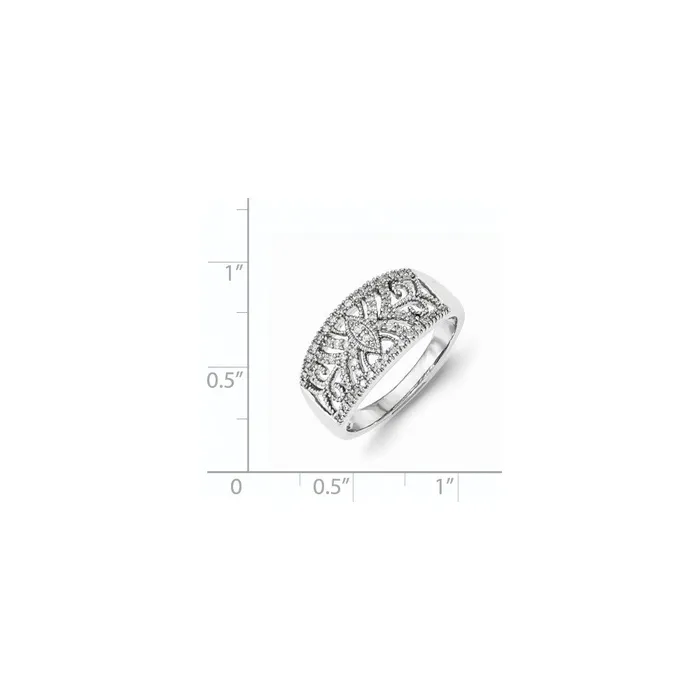 Sterling Silver Polished Diamond Ring Goldia Rings