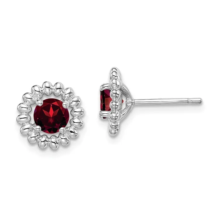 Sterling Silver Rhodplat Garnet Earrings Goldia Earrings