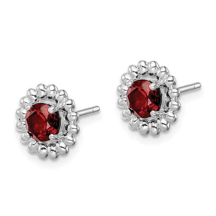 Sterling Silver Rhodplat Garnet Earrings Goldia Earrings