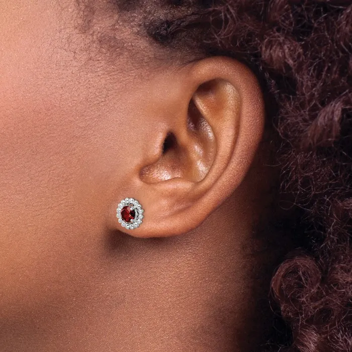 Sterling Silver Rhodplat Garnet Earrings Goldia Earrings
