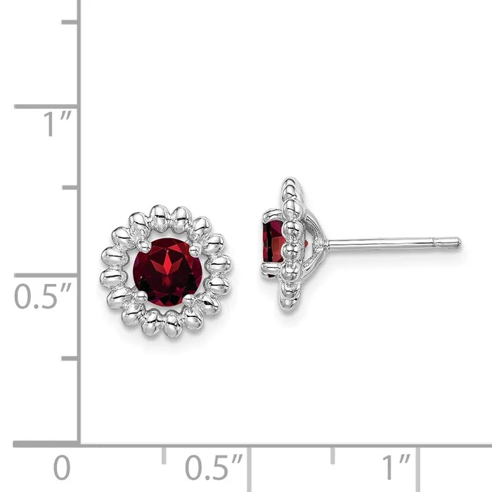 Sterling Silver Rhodplat Garnet Earrings Goldia Earrings