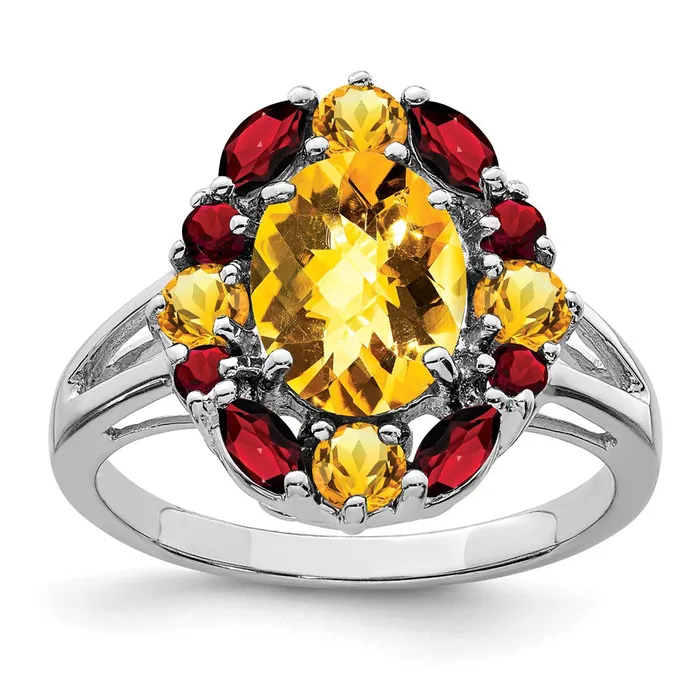 Sterling Silver Rhodium Citrine u0026 Garnet Ring Goldia Rings