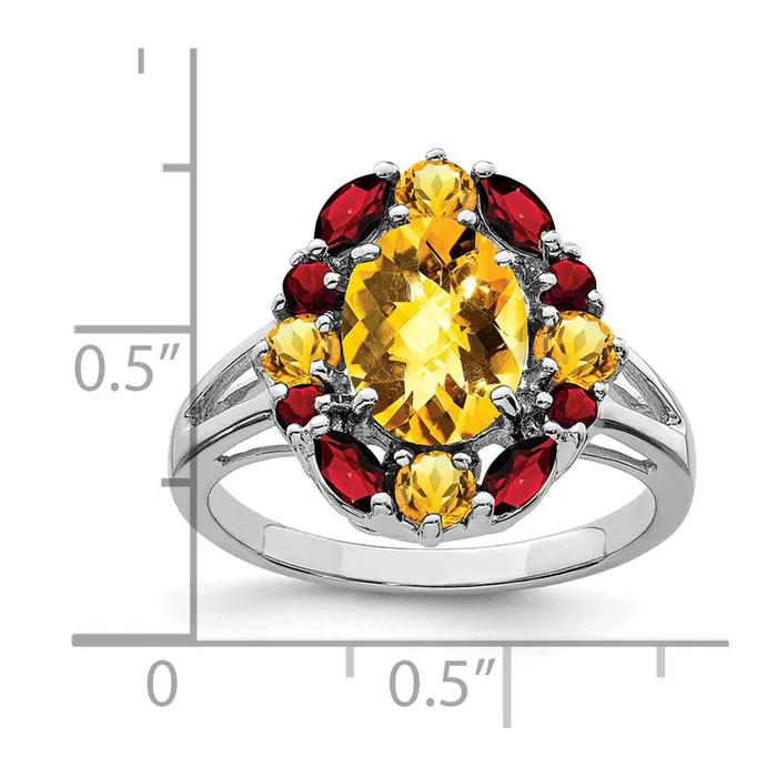Sterling Silver Rhodium Citrine u0026 Garnet Ring Goldia Rings