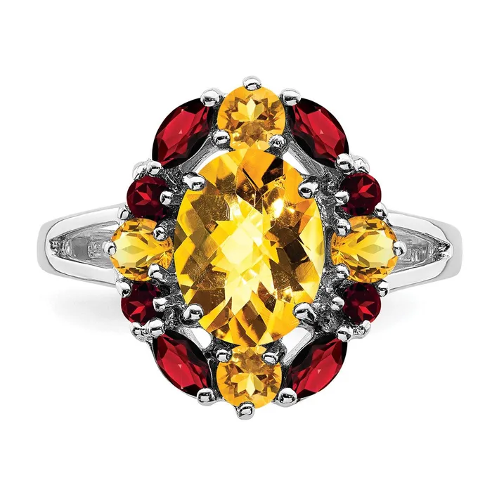 Sterling Silver Rhodium Citrine u0026 Garnet Ring Goldia Rings