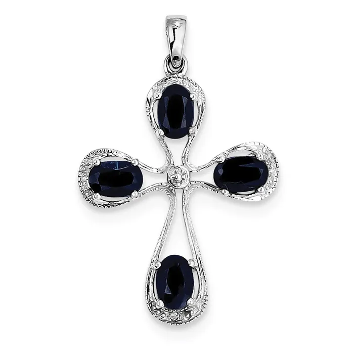 Sterling Silver Rhodium Dark Sapphire u0026 Diamond Cross Pendant Goldia Necklaces Sterling Silver Rhodium Dark Sapphire u0026 Diamond Cross Pendant Goldia Necklaces