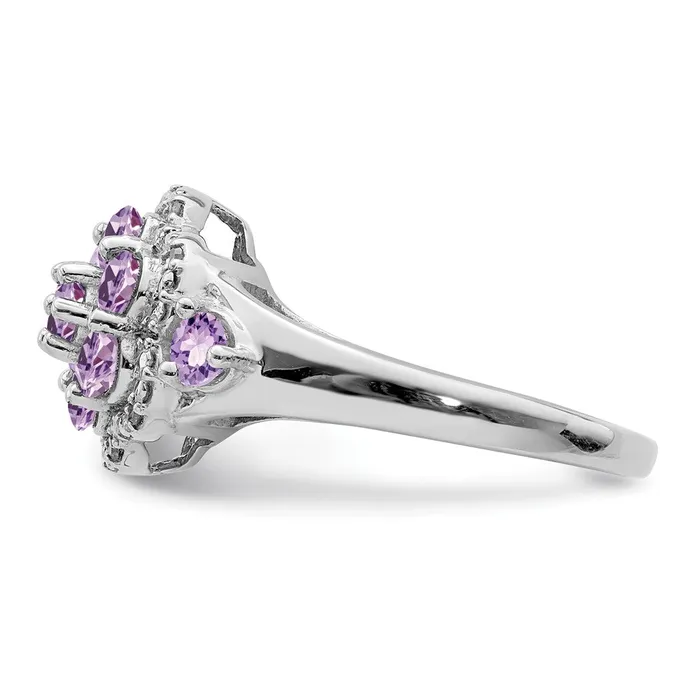 Sterling Silver Rhodium Diamond u0026 Pink Quartz Ring Goldia Rings