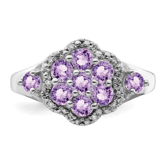 Sterling Silver Rhodium Diamond u0026 Pink Quartz Ring Goldia Rings