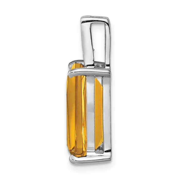 Sterling Silver Rhodium Emeraldcut Citrine u0026 Diamond Pendant Goldia Necklaces