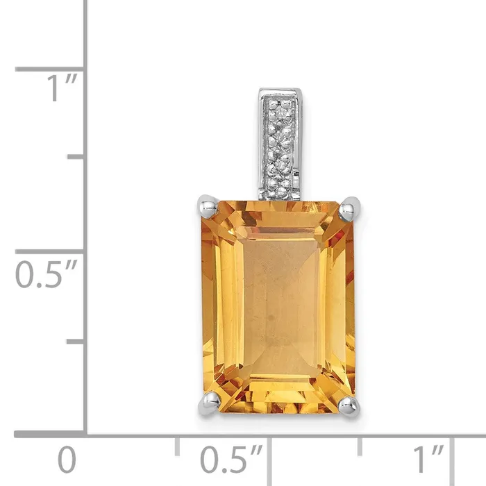 Sterling Silver Rhodium Emeraldcut Citrine u0026 Diamond Pendant Goldia Necklaces