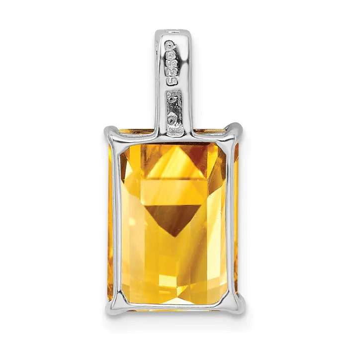 Sterling Silver Rhodium Emeraldcut Citrine u0026 Diamond Pendant Goldia Necklaces