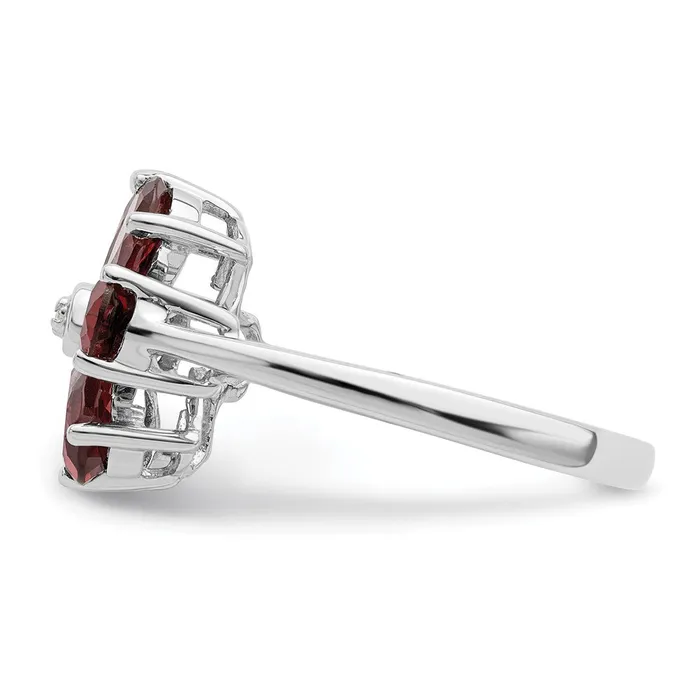 Sterling Silver Rhodium Garnet u0026 Diamond Flower Ring Goldia Rings