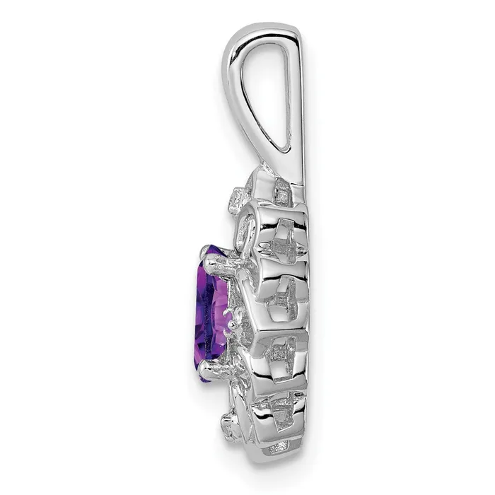 Sterling Silver Rhodiumplated Amethyst Diamond Pendant Goldia Necklaces