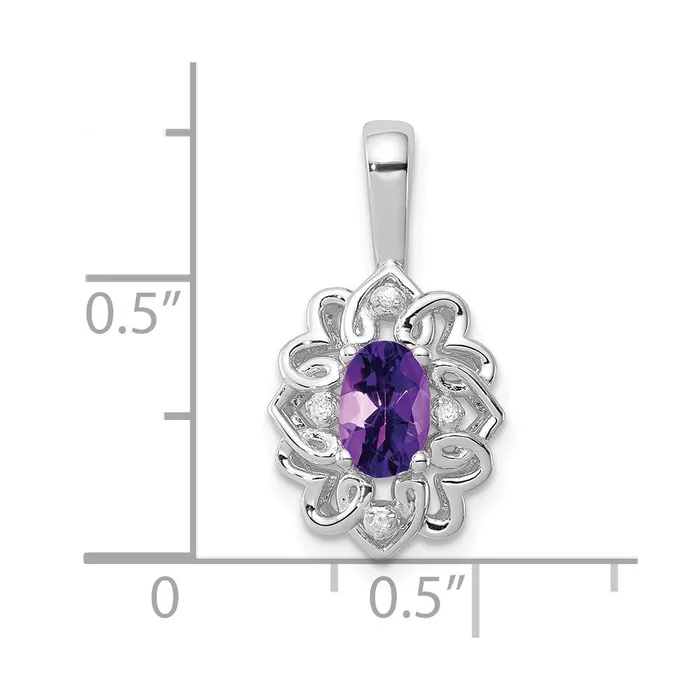 Sterling Silver Rhodiumplated Amethyst Diamond Pendant Goldia Necklaces