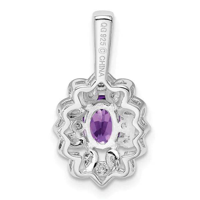 Sterling Silver Rhodiumplated Amethyst Diamond Pendant Goldia Necklaces