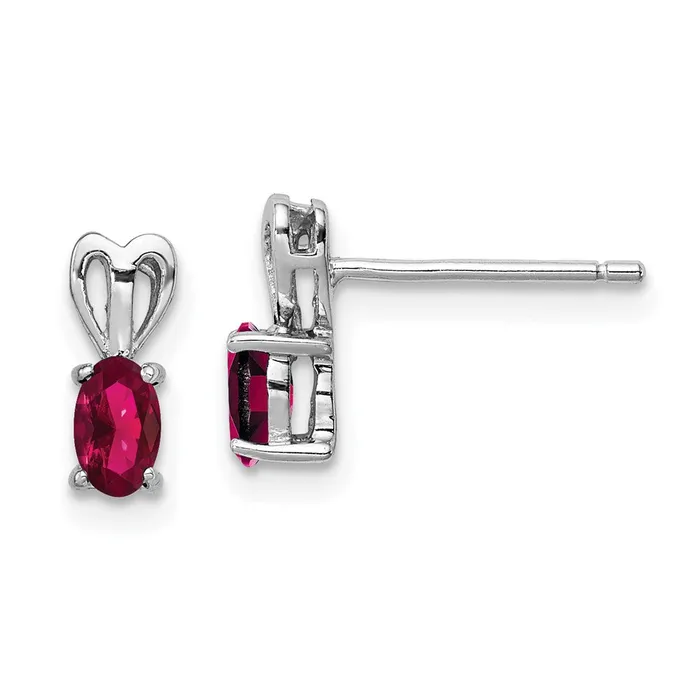 Sterling Silver Rhodiumplated Created Ruby Earrings Goldia Earrings
