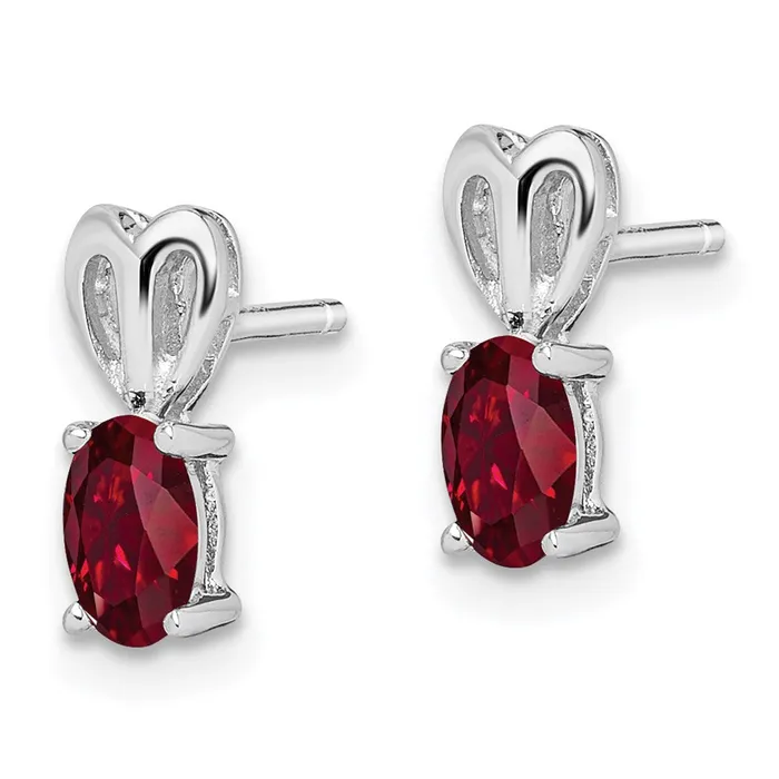 Sterling Silver Rhodiumplated Created Ruby Earrings Goldia Earrings