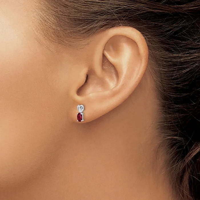Sterling Silver Rhodiumplated Created Ruby Earrings Goldia Earrings