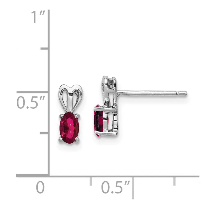 Sterling Silver Rhodiumplated Created Ruby Earrings Goldia Earrings