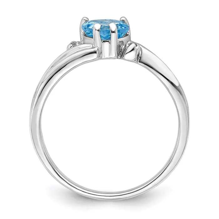Sterling Silver Rhodium Plated Diamond and Lt Swiss BT Heart Ring Goldia Rings