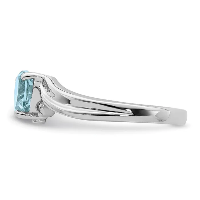Sterling Silver Rhodium Plated Diamond and Lt Swiss BT Heart Ring Goldia Rings