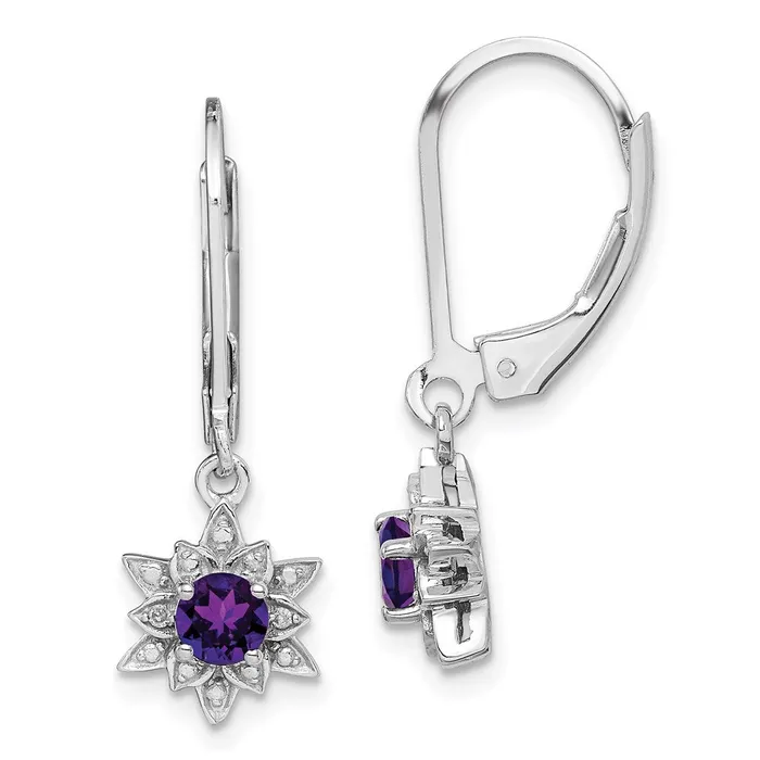 Sterling Silver Rhodiumplated Diamond u0026 Amethyst Earrings Goldia Earrings Sterling Silver Rhodiumplated Diamond u0026 Amethyst Earrings Goldia Earrings
