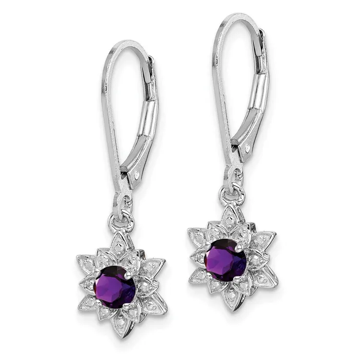 Sterling Silver Rhodiumplated Diamond u0026 Amethyst Earrings Goldia Earrings