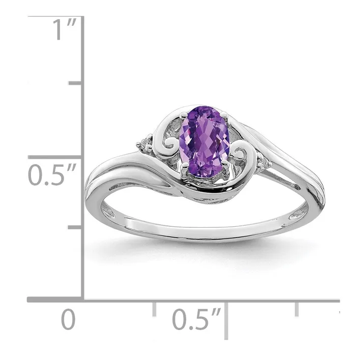 Sterling Silver Rhodium Plated Diamond u0026 Amethyst Ring Goldia Rings