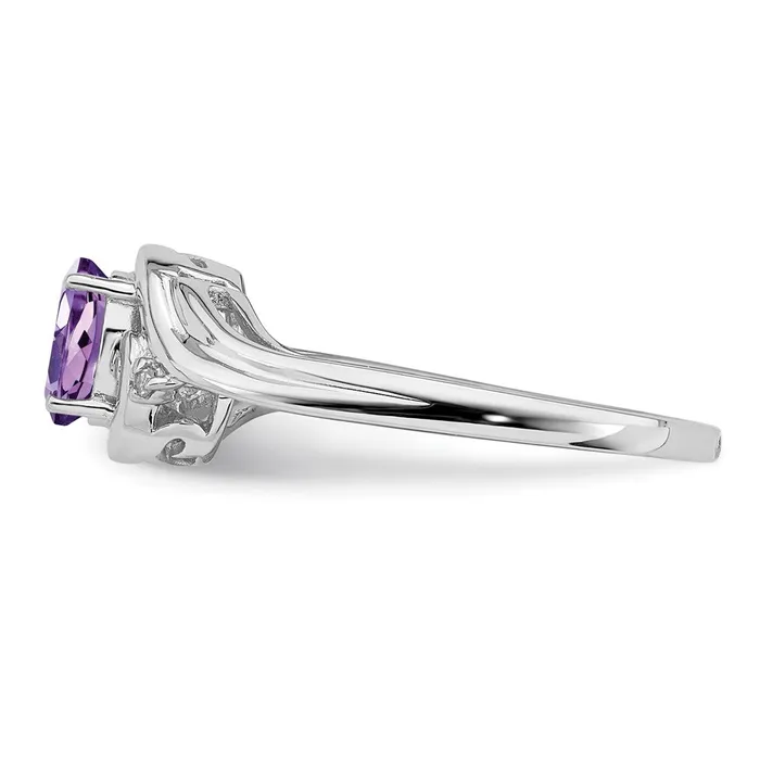 Sterling Silver Rhodium Plated Diamond u0026 Amethyst Ring Goldia Rings