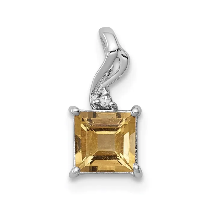 Sterling Silver Rhodium Plated Diamond u0026 Citrine Square Pendant Goldia Necklaces Sterling Silver Rhodium Plated Diamond u0026 Citrine Square Pendant Goldia Necklaces