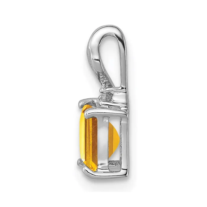 Sterling Silver Rhodium Plated Diamond u0026 Citrine Square Pendant Goldia Necklaces