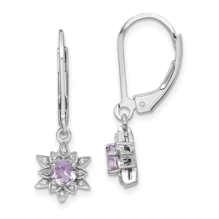 Sterling Silver Rhodiumplated Diamond u0026 Pink Quartz Earrings Goldia Earrings Sterling Silver Rhodiumplated Diamond u0026 Pink Quartz Earrings Goldia Earrings