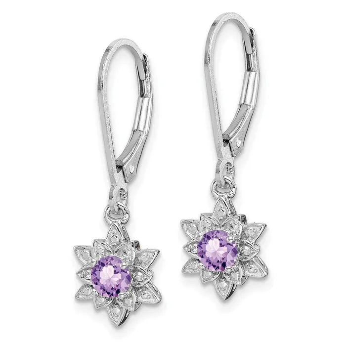 Sterling Silver Rhodiumplated Diamond u0026 Pink Quartz Earrings Goldia Earrings