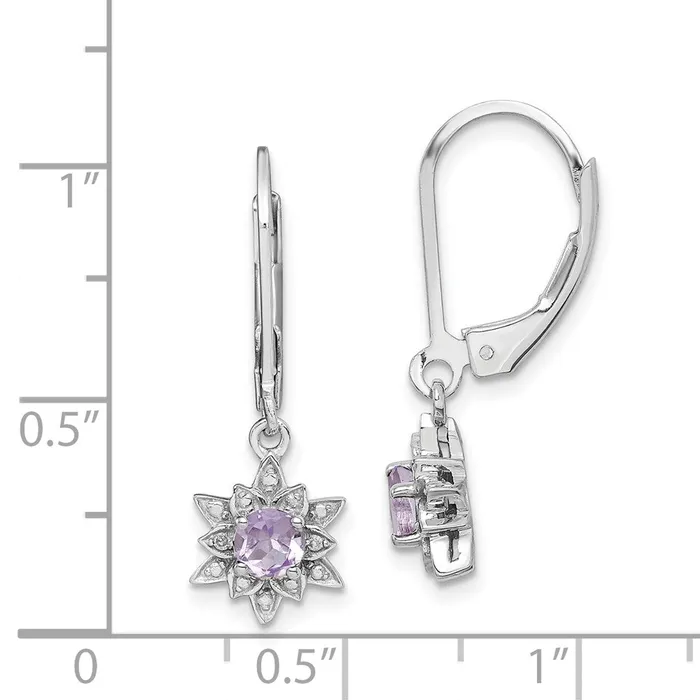 Sterling Silver Rhodiumplated Diamond u0026 Pink Quartz Earrings Goldia Earrings