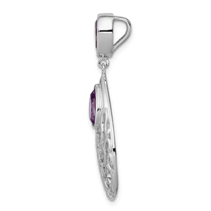 Sterling Silver Rhodiumplated Polished Amethyst Pendant Goldia Necklaces